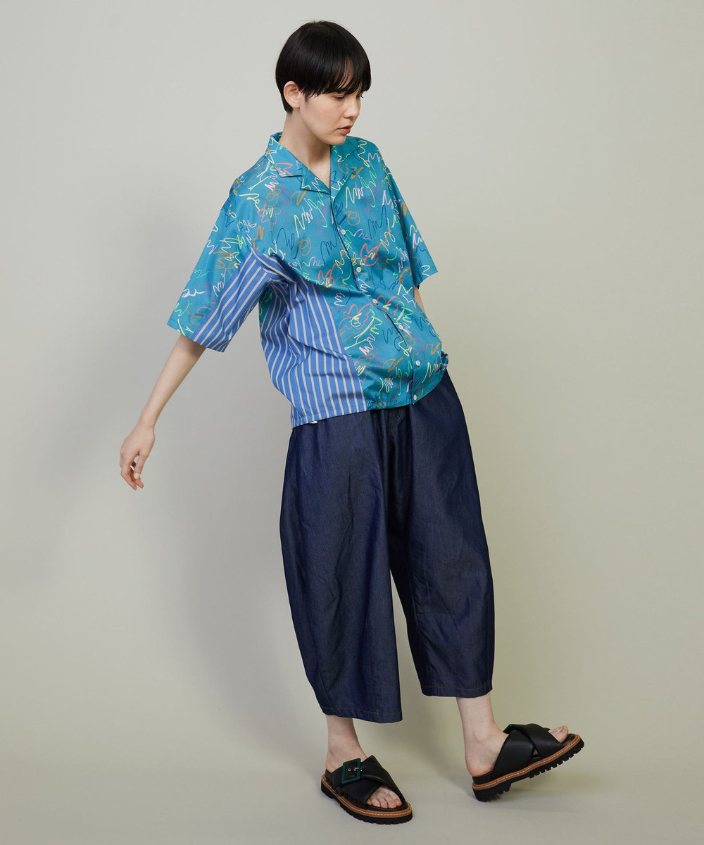 FRAPBOIS クールデニム サルエルパンツ ネイビー