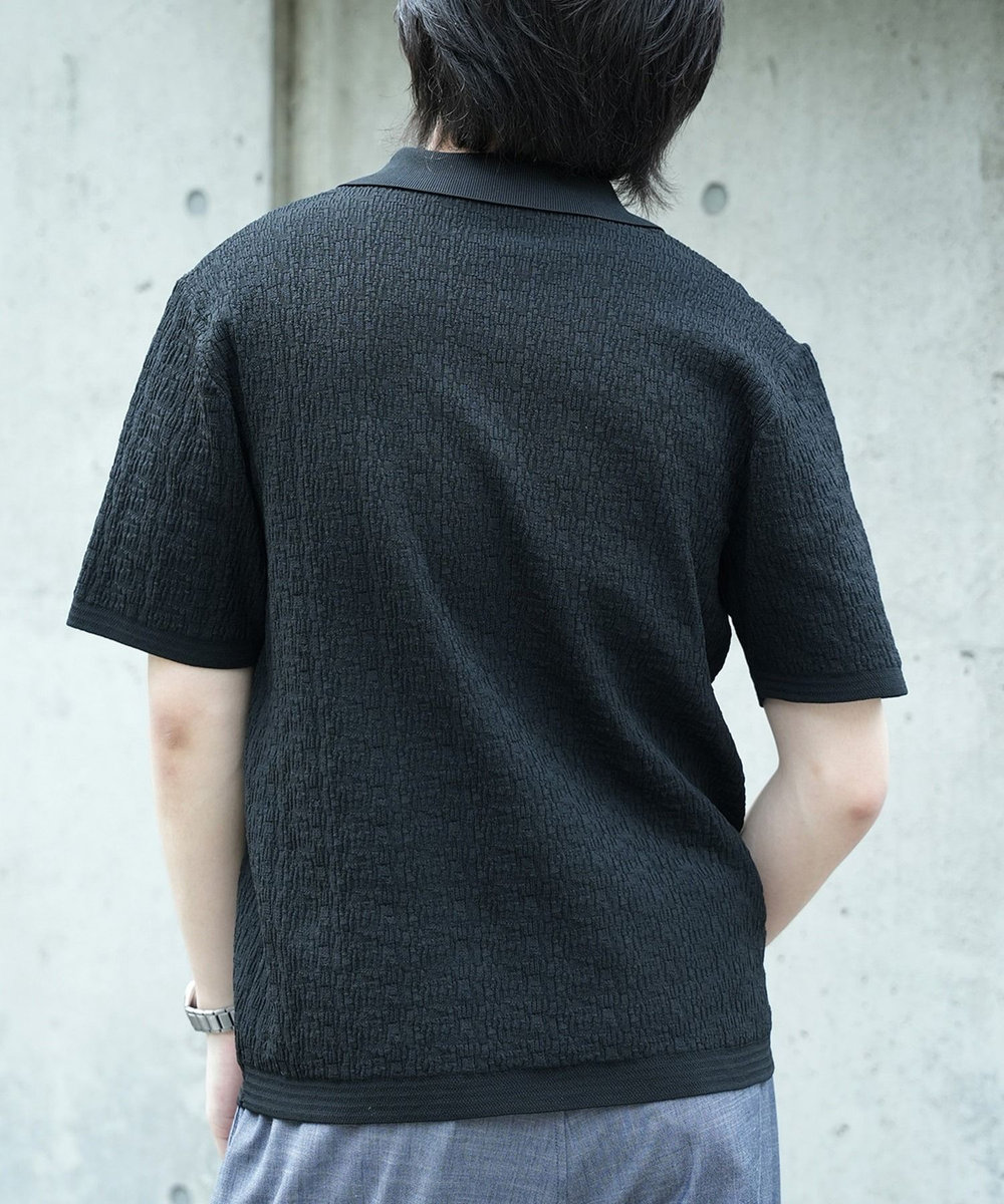 UNION STATION *WEB限定 ルーズフィットジャガードスキッパーポロ ブラック