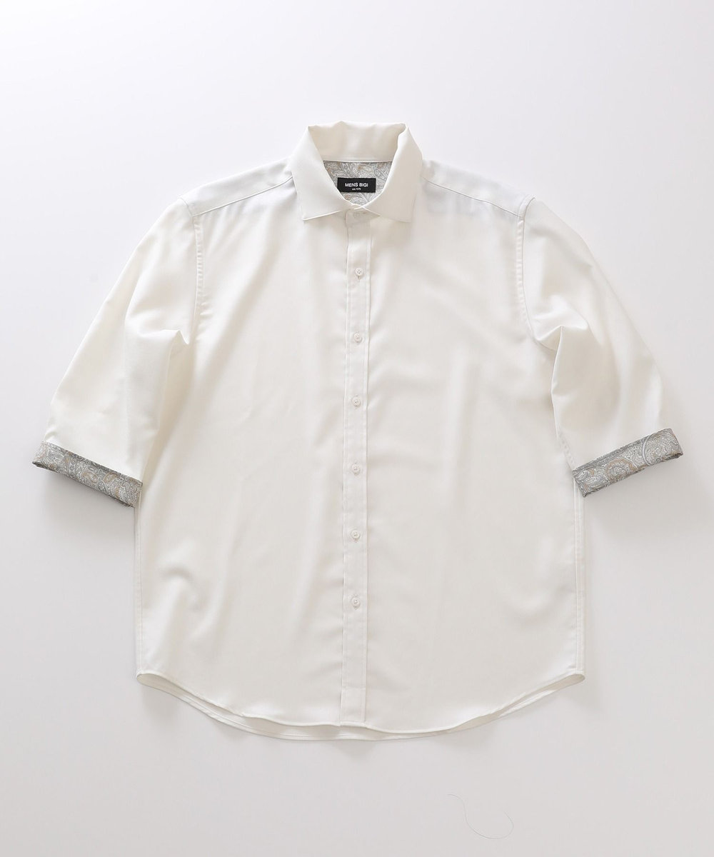 MEN'S BIGI オクシィジュエルストレッチ7分シャツ オフホワイト