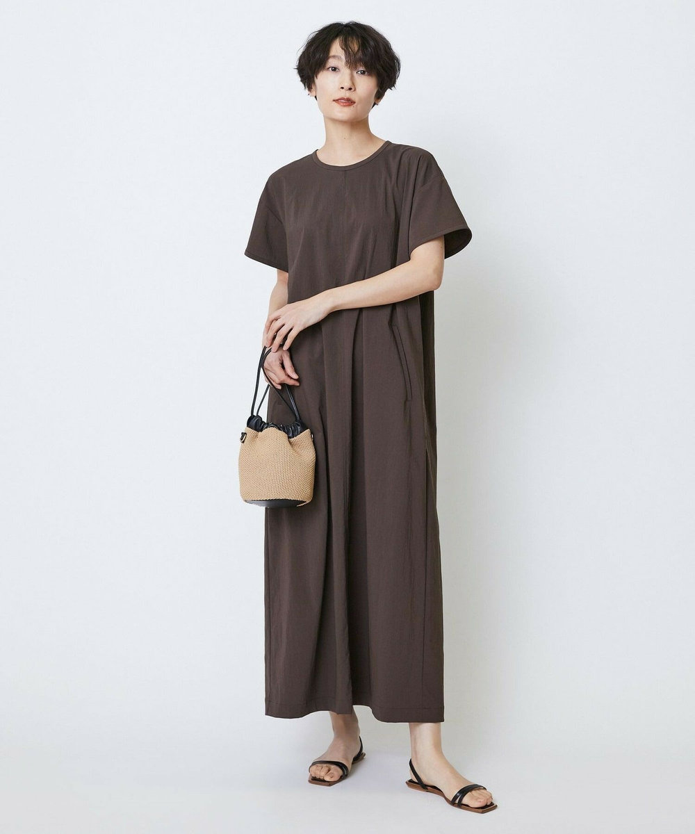feerique feerique　ポリナイロンストレッチTシャツワンピース ブラウン