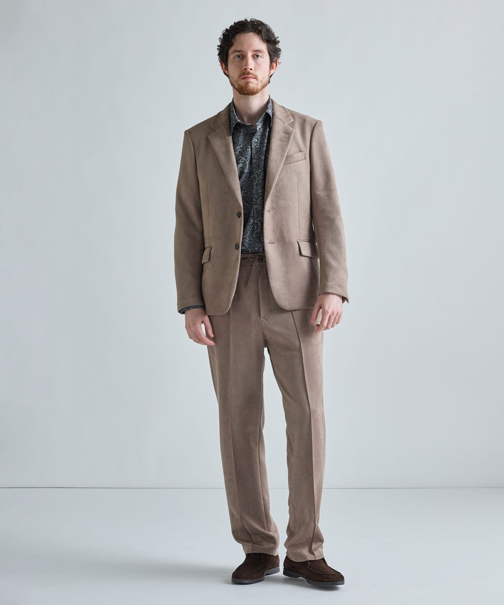 MEN'S BIGI スエードダンボール リラックスセットアップジャケット ベージュ