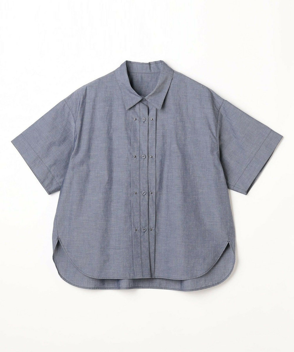 L'EQUIPE 60コットンシルクローンハーフスリーブシャツ ネイビー
