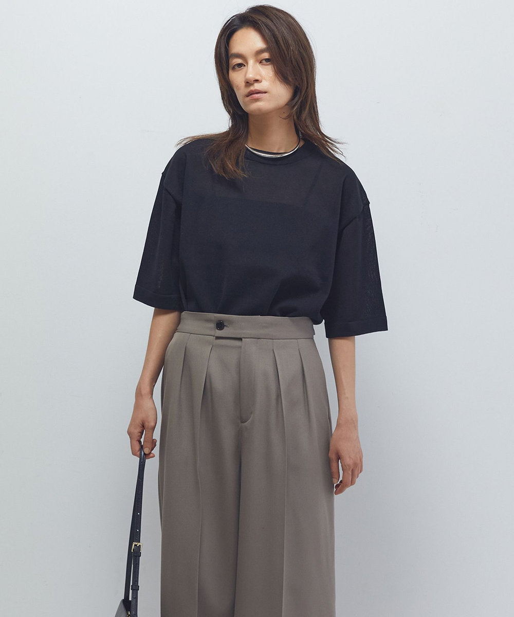1er Arrondissement ドライニットTシャツ ブラック