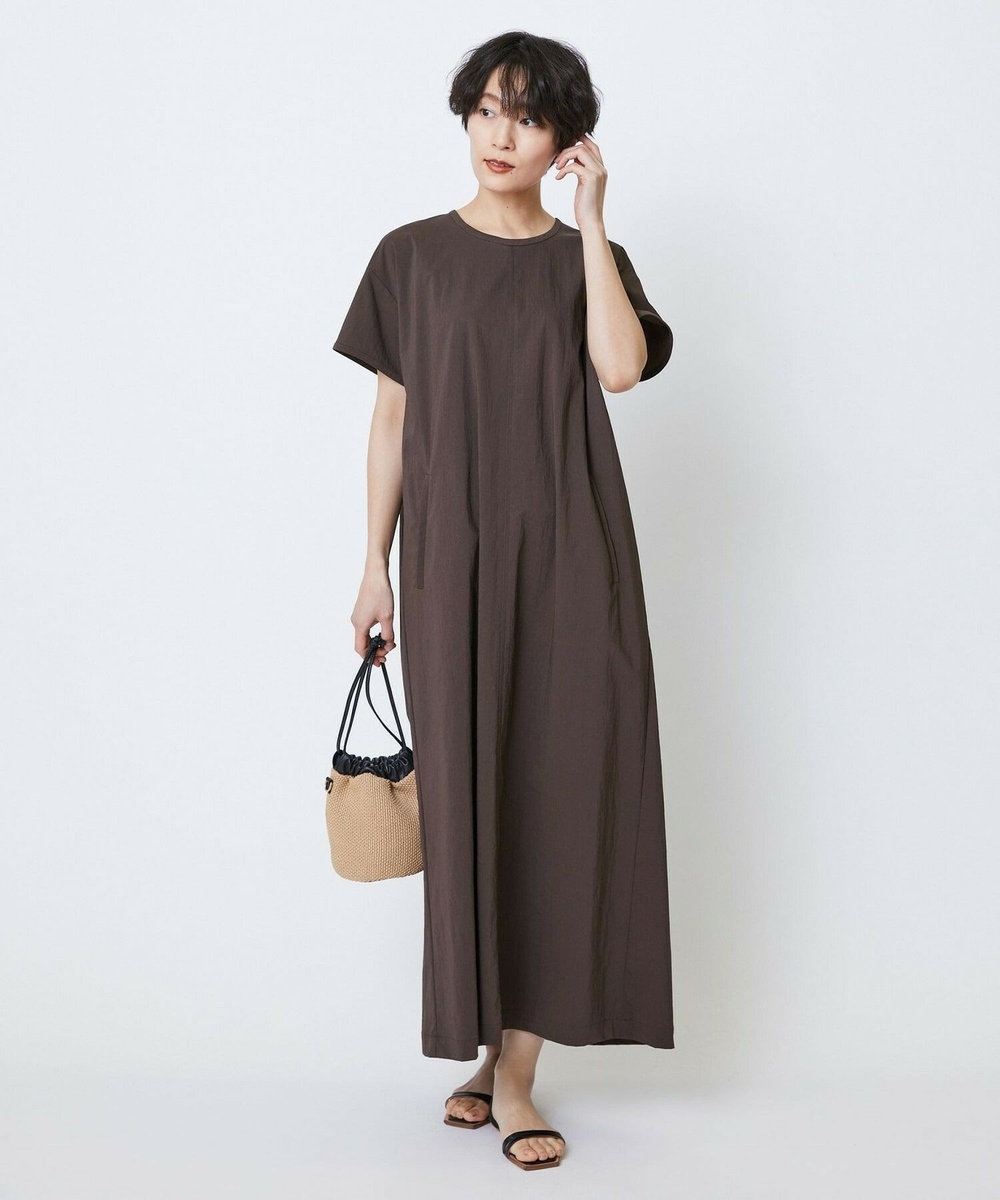 feerique feerique　ポリナイロンストレッチTシャツワンピース ブラウン