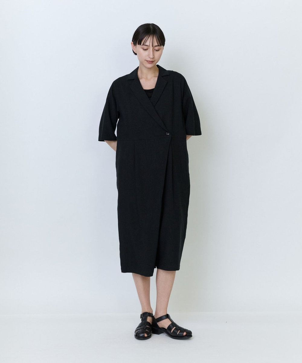 LOISIR テンセルコットンリネンオールインワン ブラック