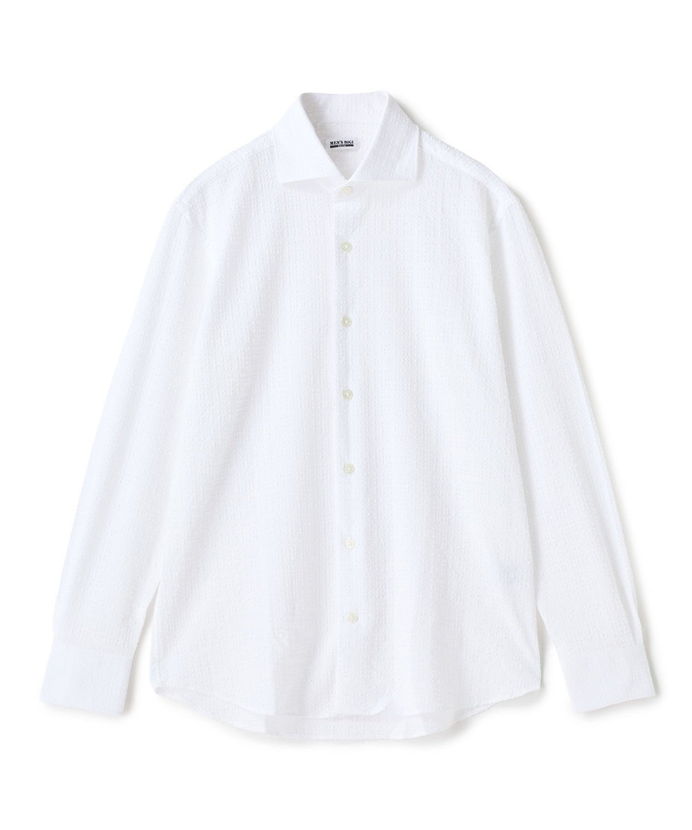 MEN'S BIGI ブロックサッカー カジュアルシャツ＜ストレッチ＞ ライトグレー