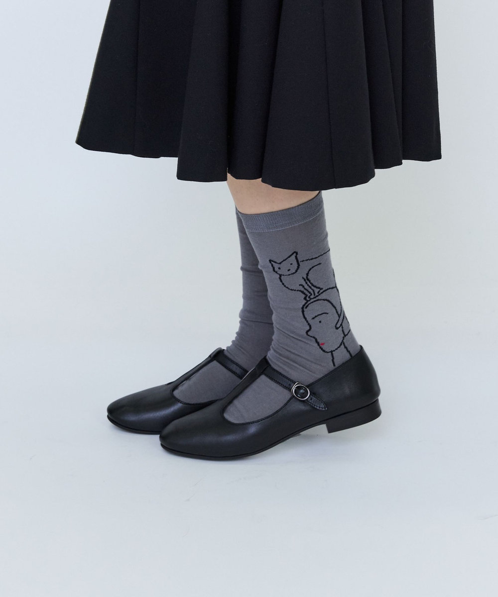 LOISIR 《塩川いづみさんコラボ》ネコTOPソックス グレー系その他