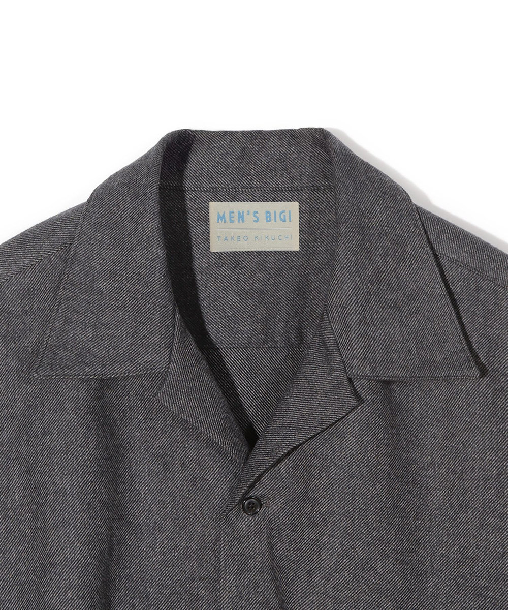 MEN'S BIGI 【50th Anniv . 菊池武夫】SHORT COTTON FLANNEL SHIRTS グレー