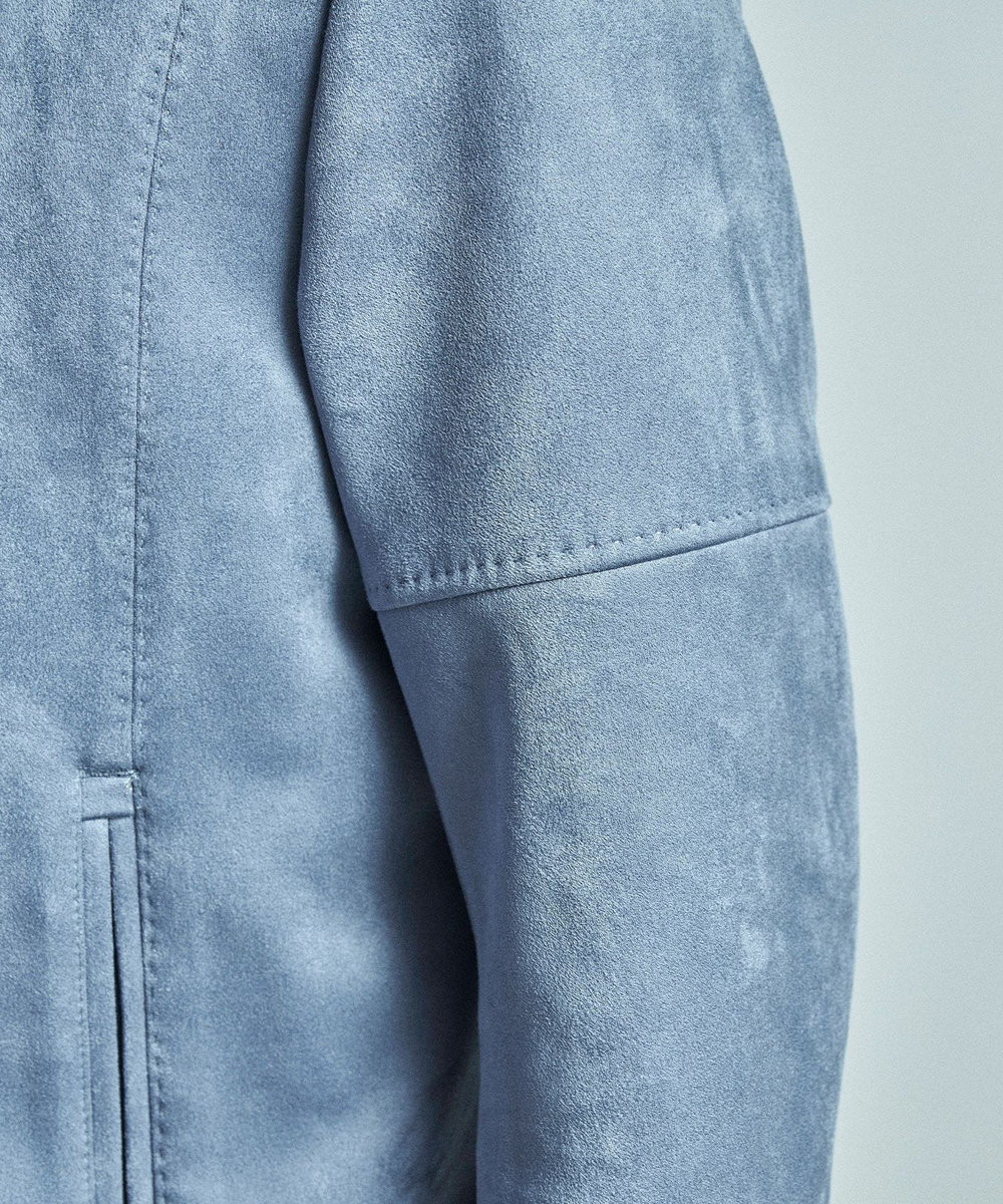 MEN'S BIGI フェイクスエードダンボール ライダースジャケット＜ストレッチ＞ ブルー