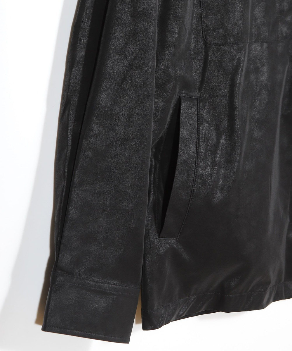 MEN'S BIGI フェイクレザーCPOシャツ ブラック
