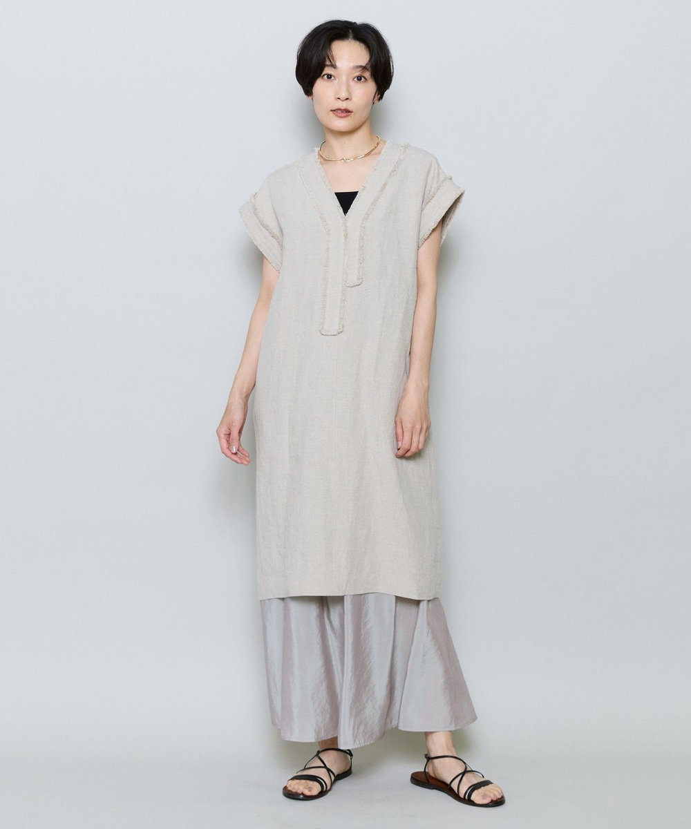 MOGA リネンナチュラルワッシャーコクーンシルエットワンピース キナリ