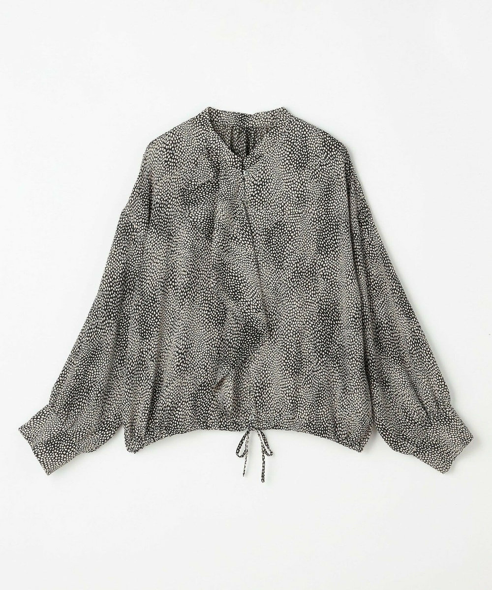 feerique Lサイズ（大きいサイズ） 【大きいサイズ】feerique ジョーゼットプリントフリルブラウス ブラック系その他