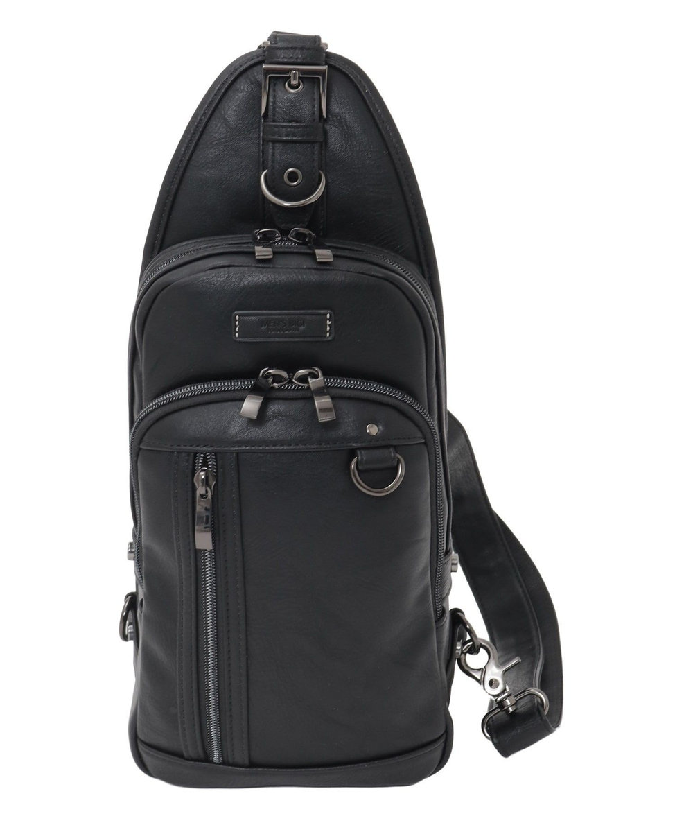 MEN'S BIGI フェイクレザー ボディバッグ ブラック
