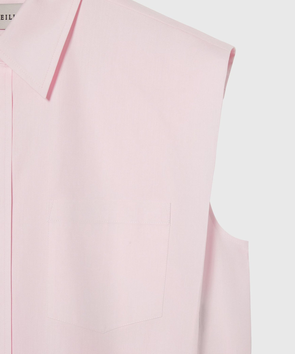 DÉPAREILLÉ COTTON TWILL SLEEVELESS BOW BLOUSE / コットンツイルスリーブレスボウブラウス ピンク