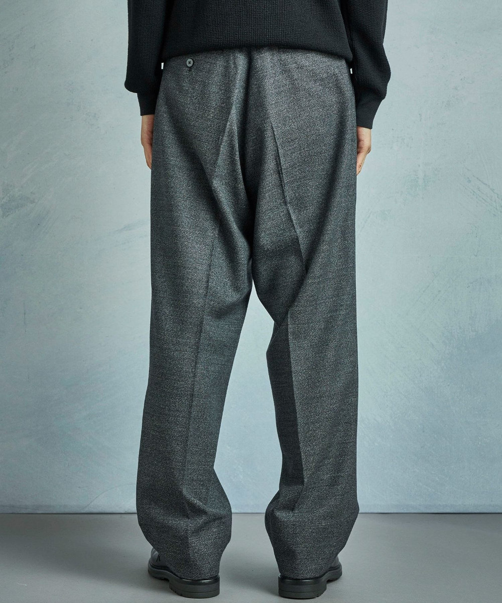 MEN'S BIGI メランジウール 2タックテーパードワイドパンツ グレー
