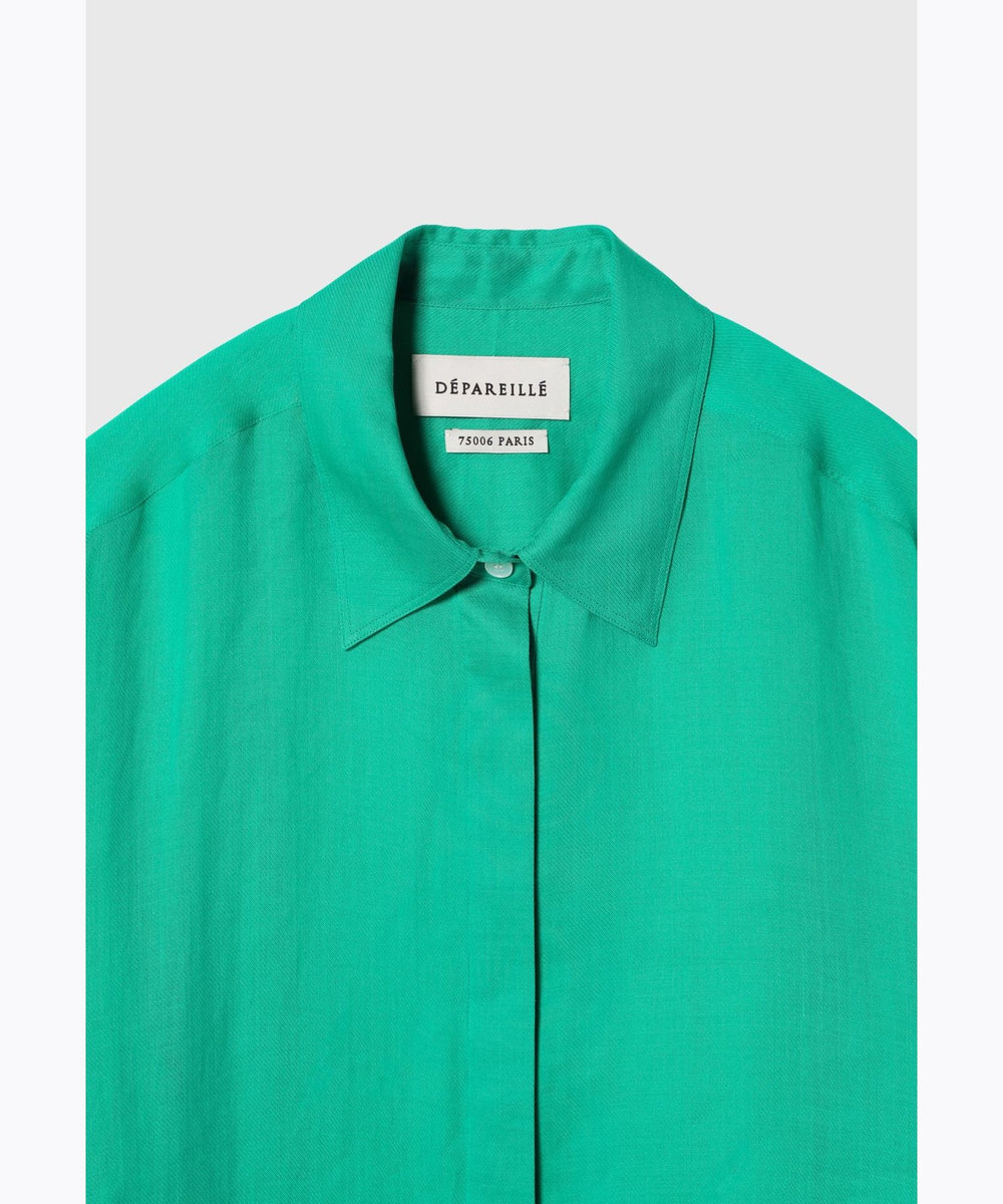 DÉPAREILLÉ RAMIE TWILL REGULAR COLLAR SHIRT / ラミーツイルレギュラーカラーシャツ グリーン