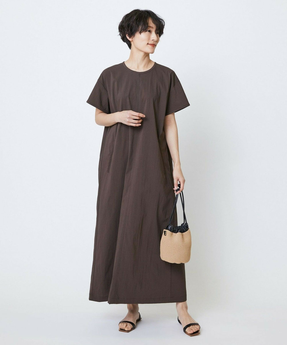 feerique feerique　ポリナイロンストレッチTシャツワンピース ブラウン