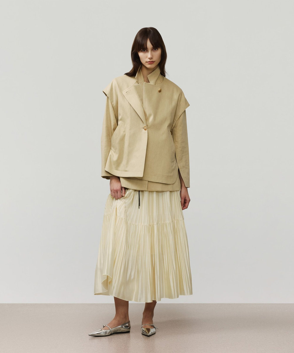 DÉPAREILLÉ VISCORSE LINEN PONCHO GILET / ヴィスコースリネンポンチョジレ ベージュ