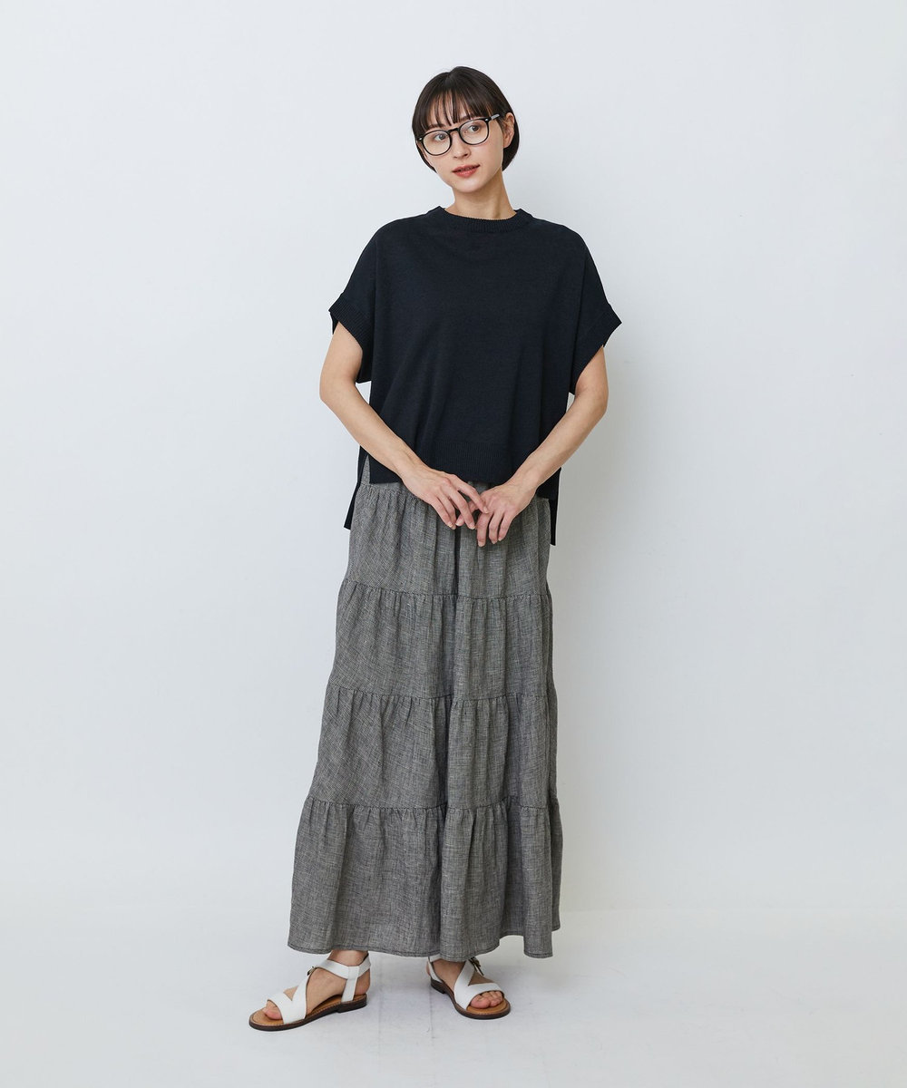 LOISIR 和紙コットン天竺プルオーバー ブラック