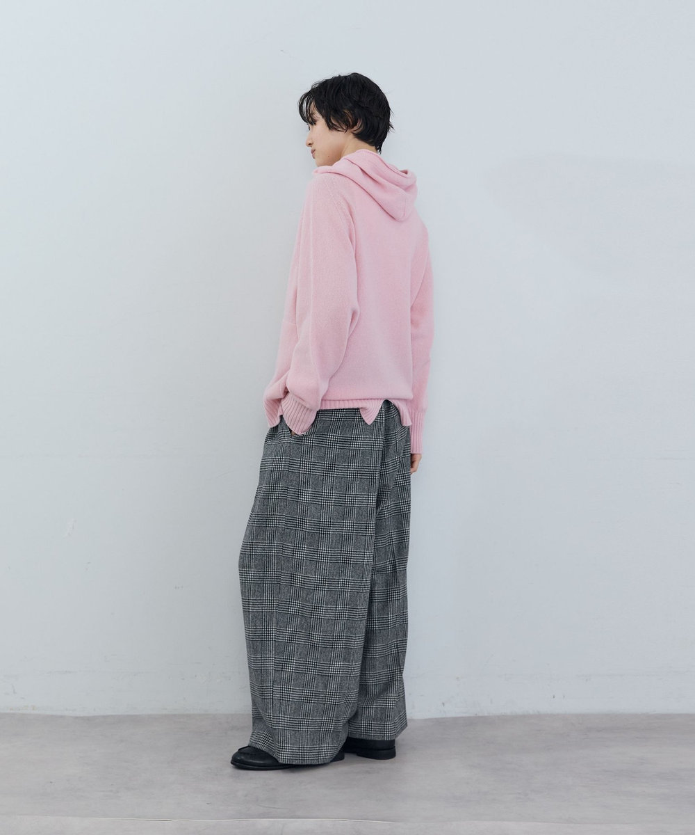 ADIEU TRISTESSE ウールカシミヤドルマンスリーブニットフーディ ピンク