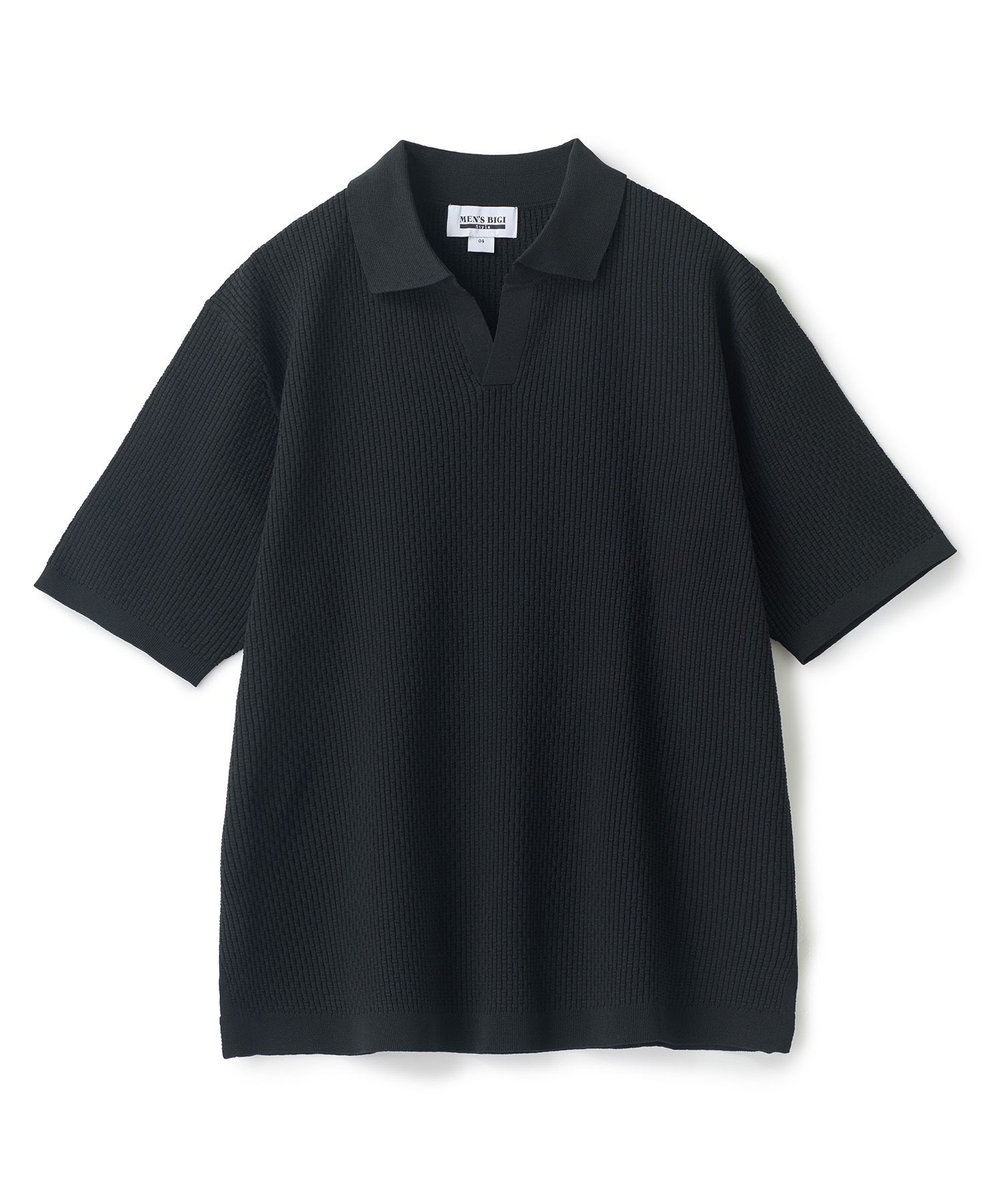 MEN'S BIGI バンブーリンクス スキッパーニットポロ ブラック