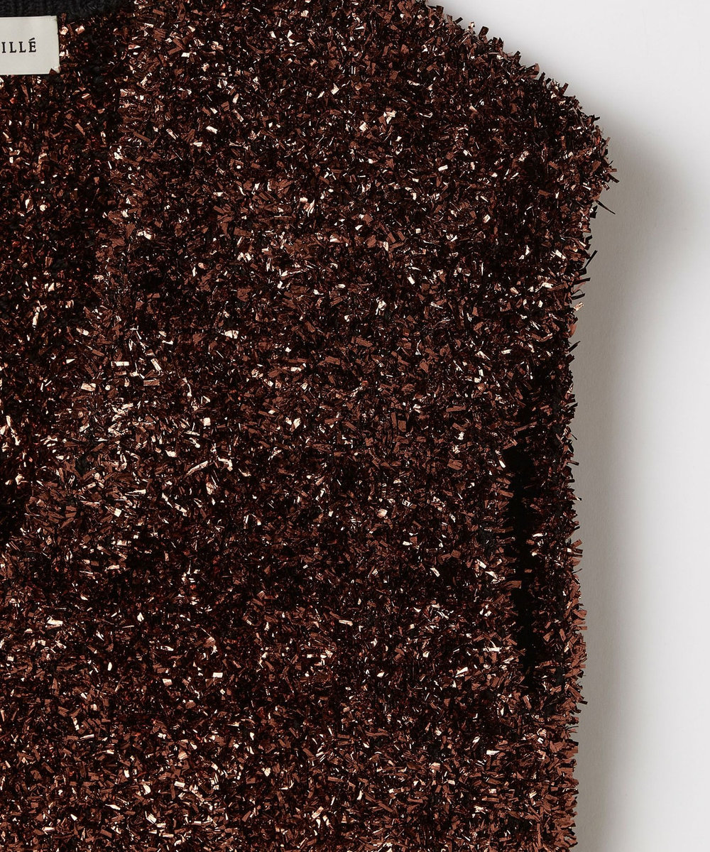 DÉPAREILLÉ METALLIC FILM YARN VEST / メタリックフィルムヤーンベスト ブロンズ