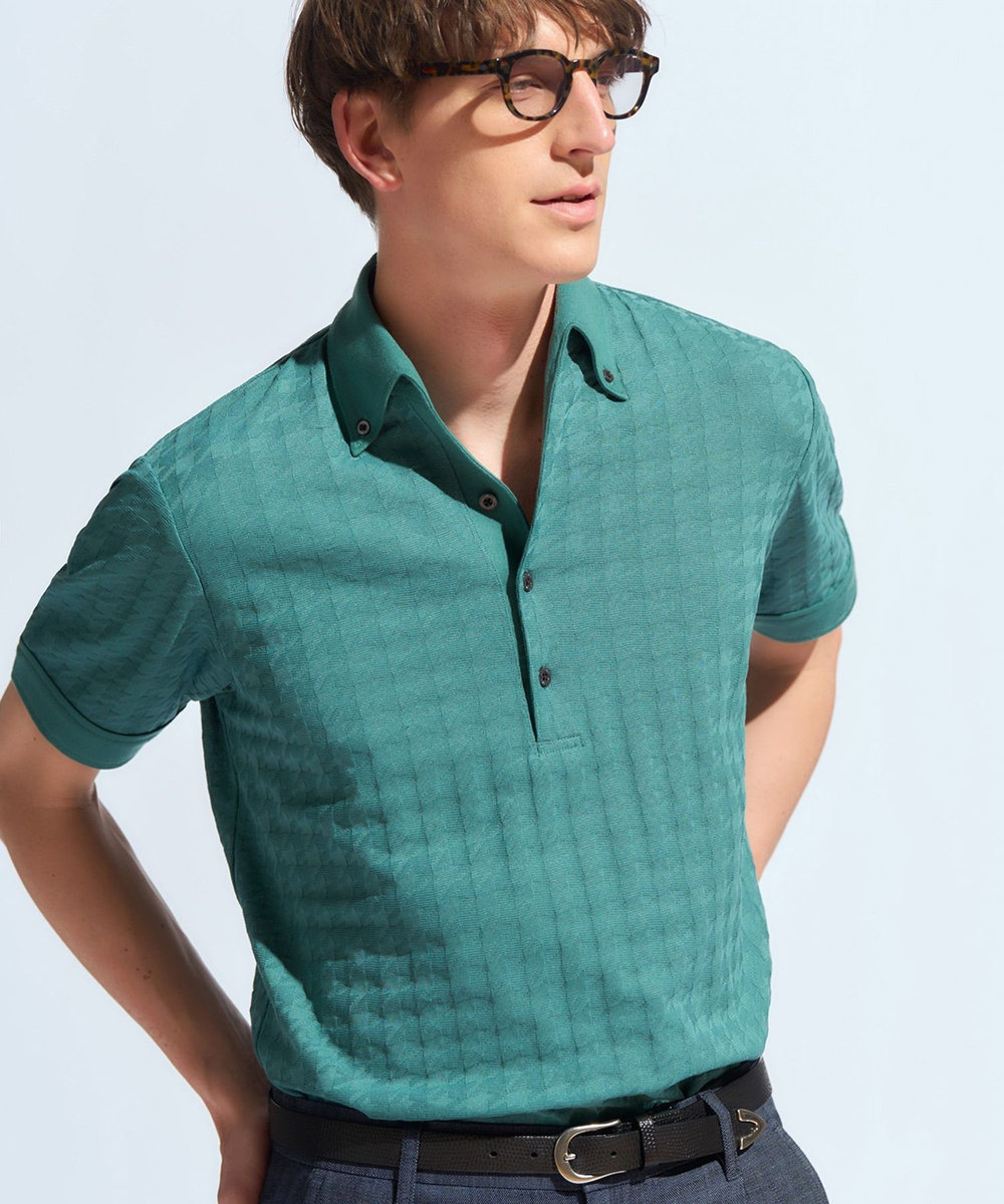 MEN'S BIGI 【ACTIVE TAILOR】リンクスジャカードポロシャツ グリーン
