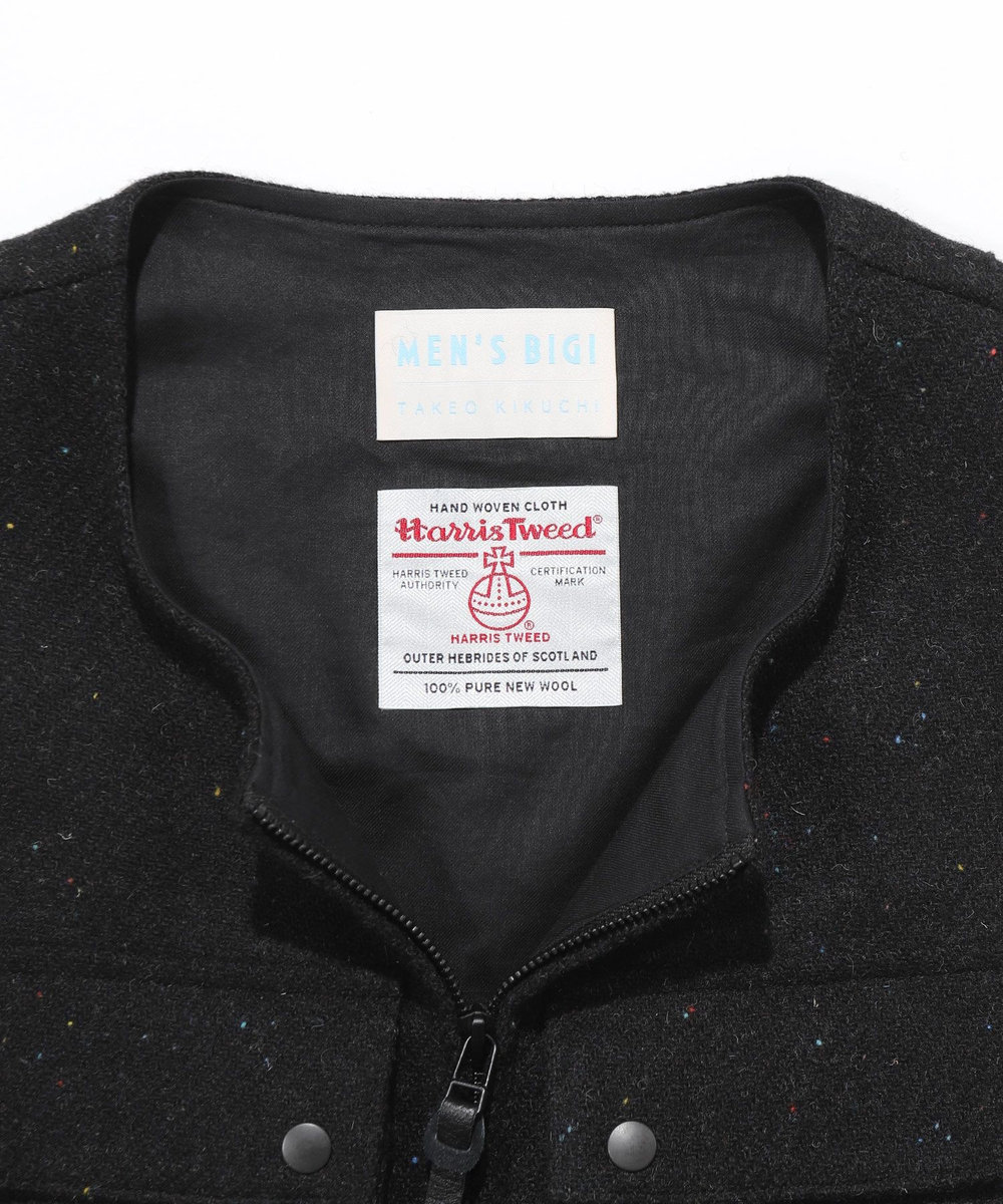 MEN'S BIGI 【50th Anniv . 菊池武夫】HARRIS TWEED COLOR NEP VEST ブラック