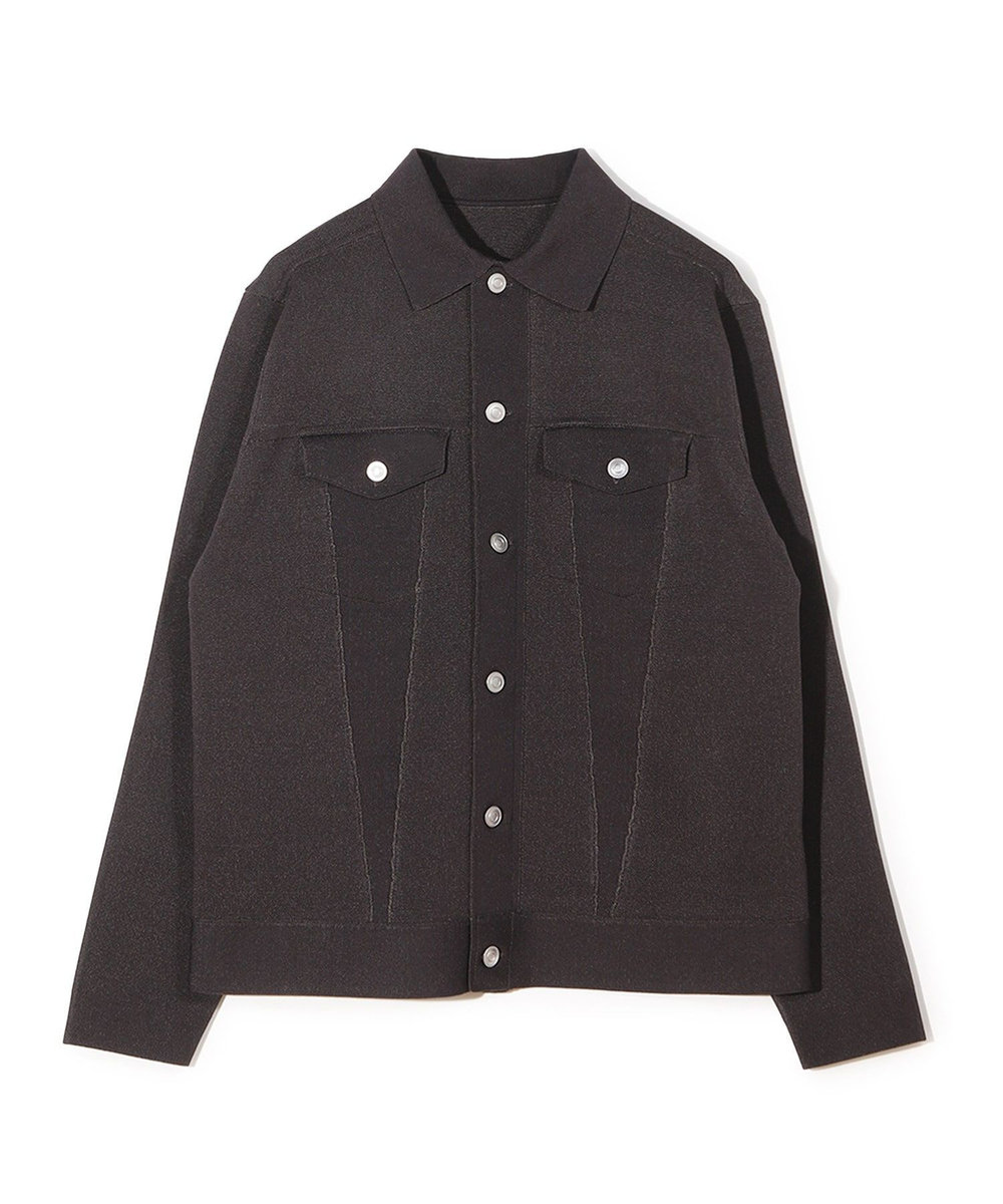 MEN'S BIGI デニムジャケット風ミラノリブニットアウター ブラウン系その他