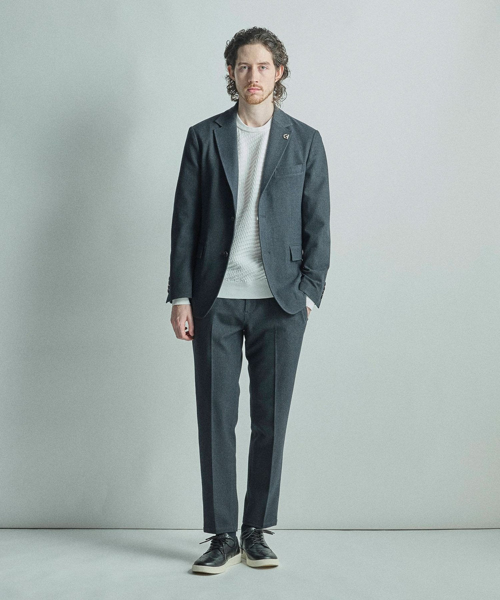 MEN'S BIGI 【COLE HAAN/コール ハーン】別注ブリスタージャガードハイゲージニットTEE＜マシンウォッシャブル＞ ホワイト