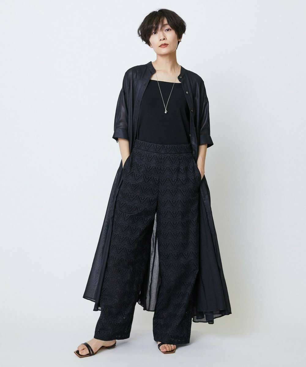 feerique feerique コットンレースワイドパンツ ブラック