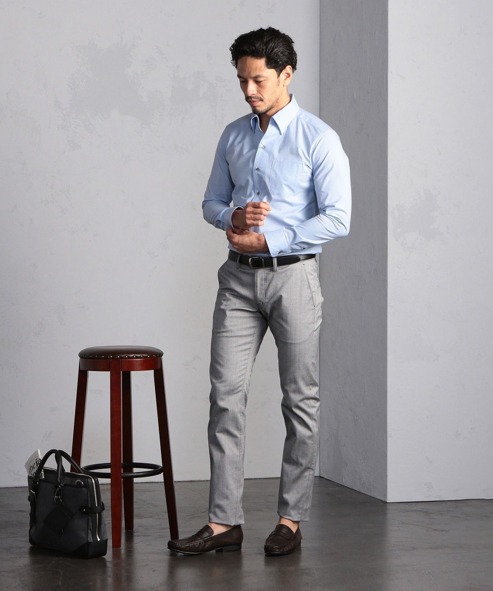 MEN'S BIGI ＜ON/OFF兼用＞シャドーヘリンボーンストレッチパンツ ライトグレー
