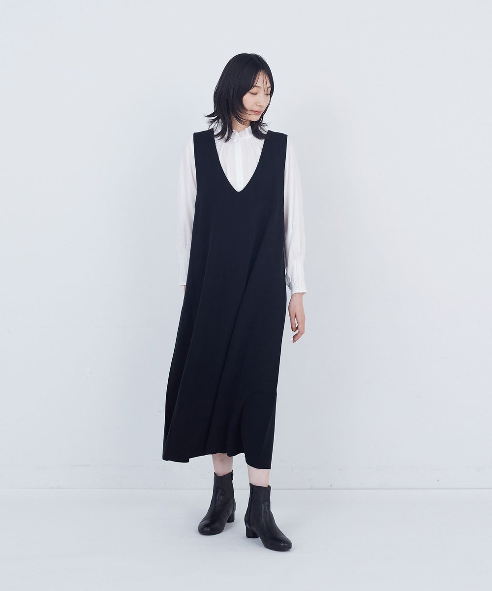 ADIEU TRISTESSE コットンミラノリブニットワンピース ブラック
