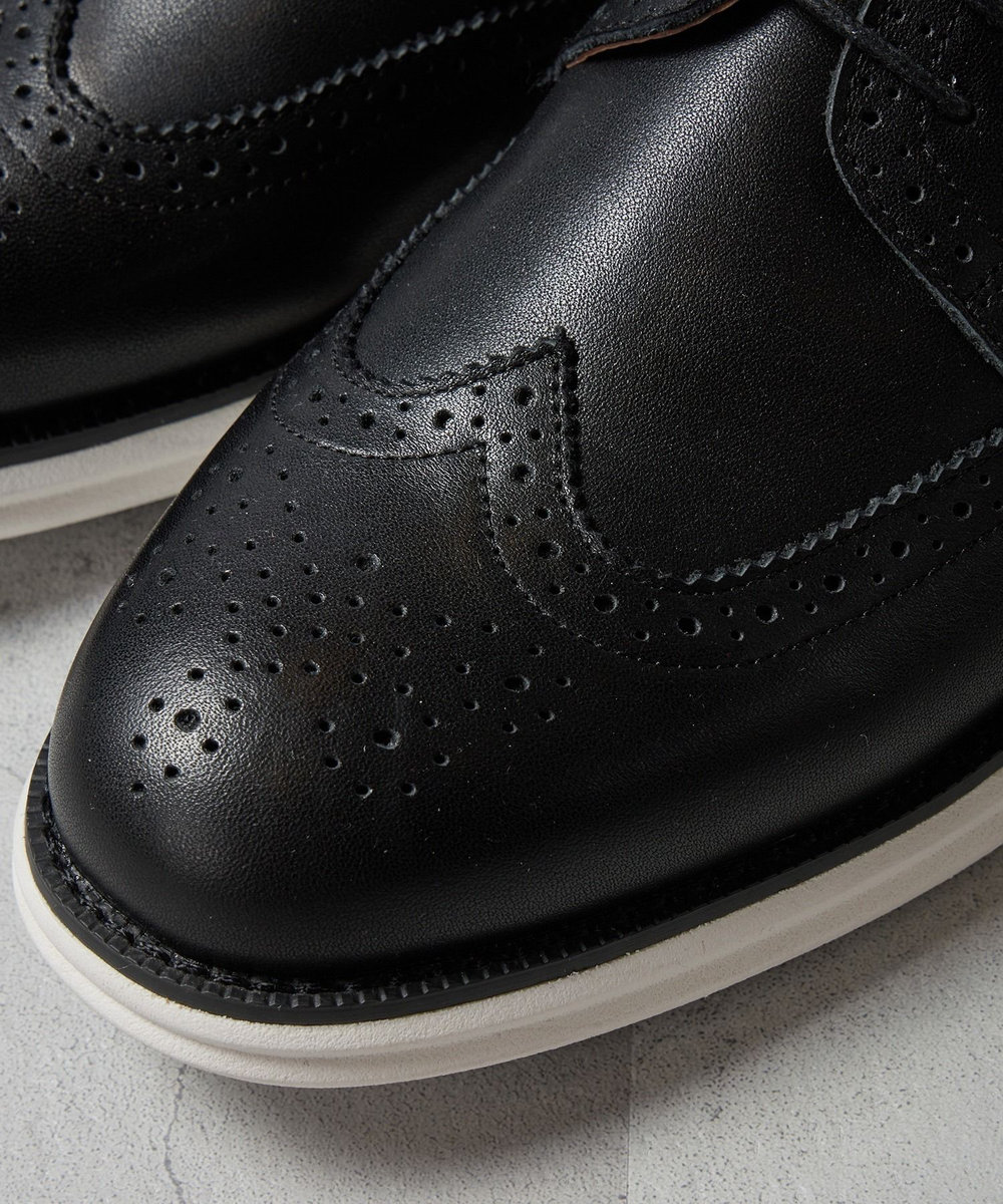 MEN'S BIGI リアルレザーウイングチップスニーカー ブラック