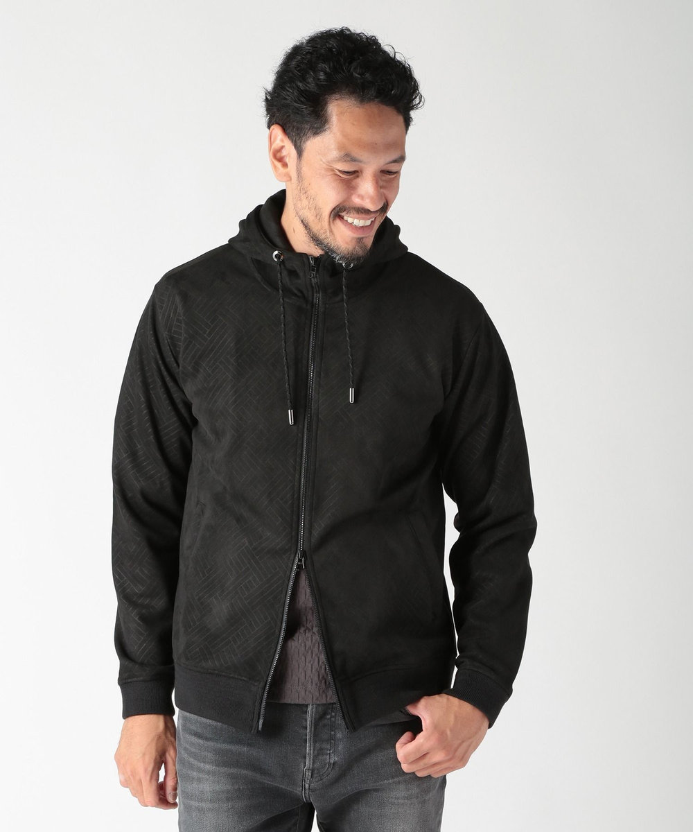 MEN'S BIGI テックスエードエンボスパーカー ブラック