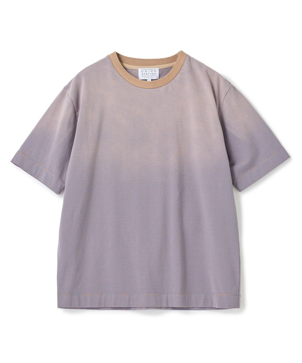 UNION STATION ヴィンテージライクミジンボーダーTシャツ＜ストレッチ・マシンウォッシャブル＞ ブルー