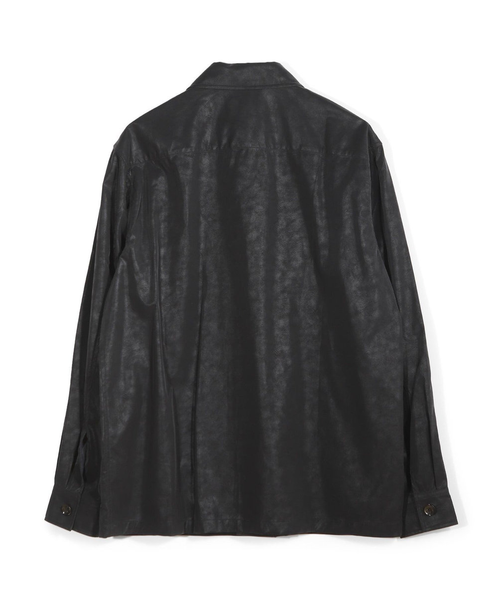 MEN'S BIGI フェイクレザーCPOシャツ ブラック