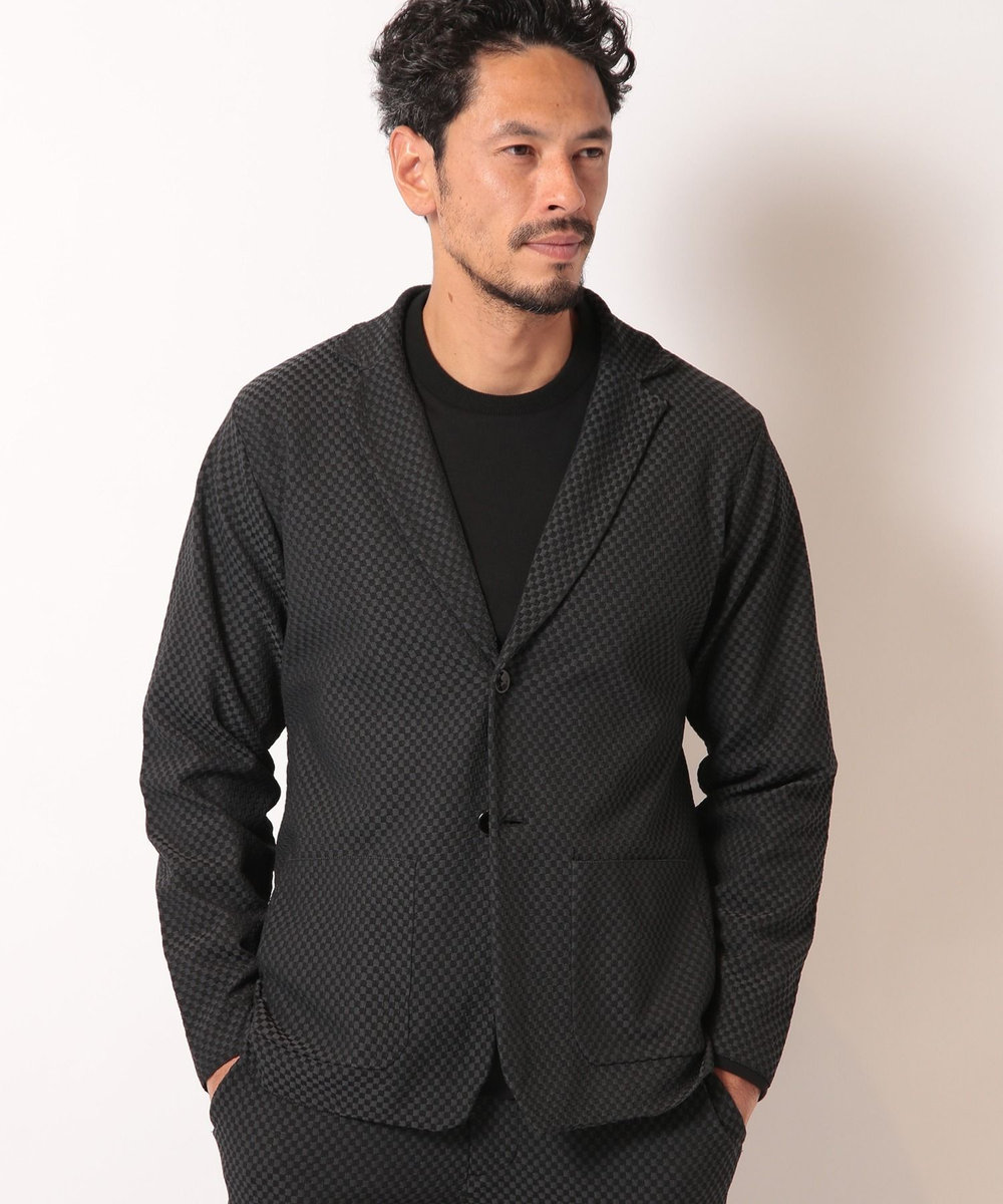 MEN'S BIGI ポリエステルエアリードッツテーラードジャケット ブラック