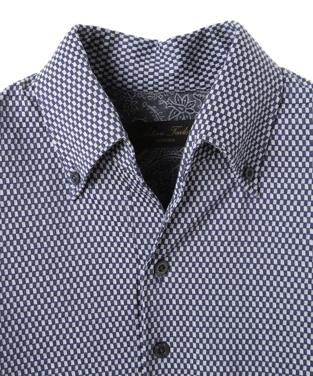 MEN'S BIGI 【ACTIVE TAILOR】サッカー織りポロシャツ<COOL MAX/吸水速乾> ブルー