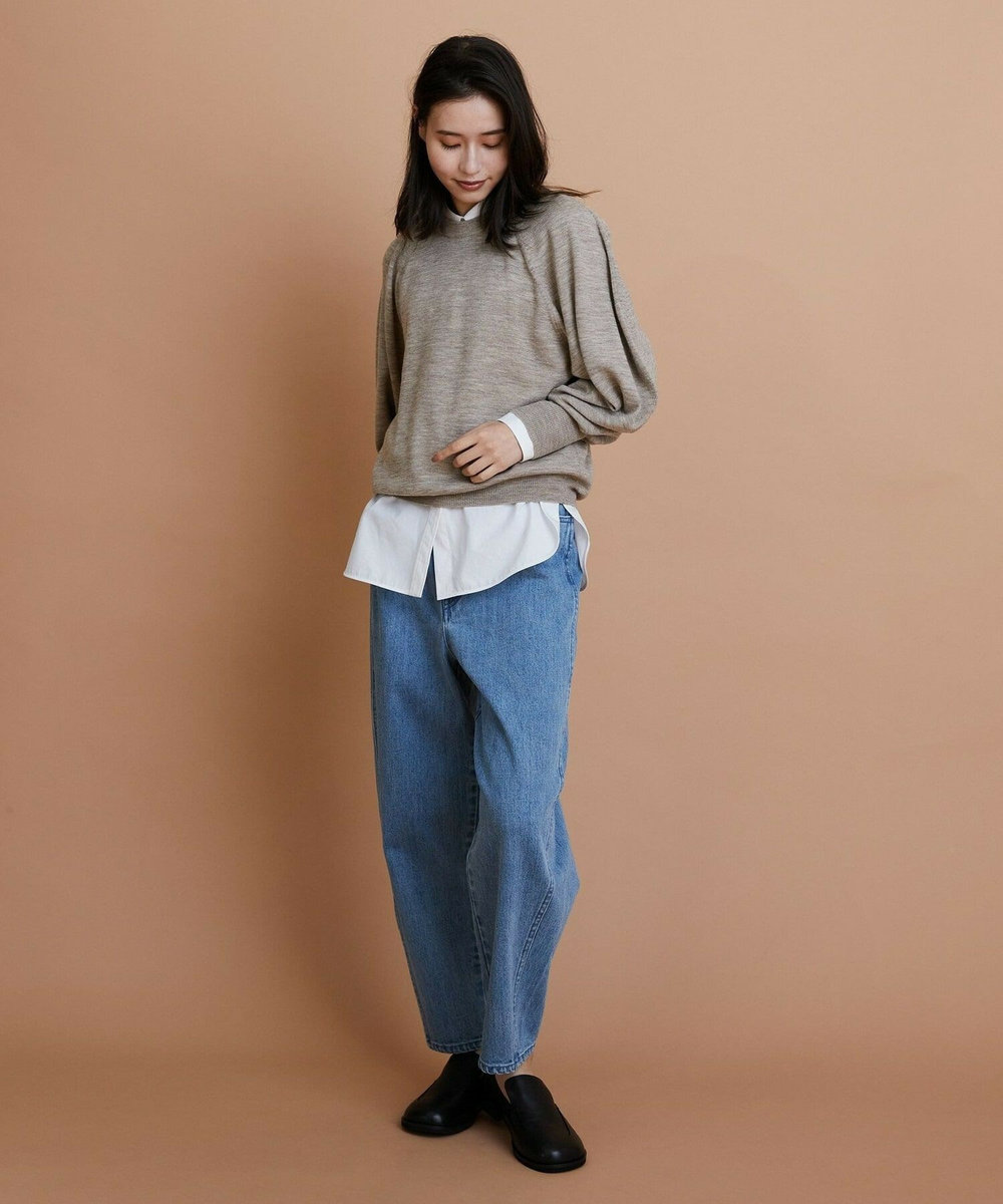 L'EQUIPE GREEN ウール梳毛ボリュームスリーブニット ベージュ