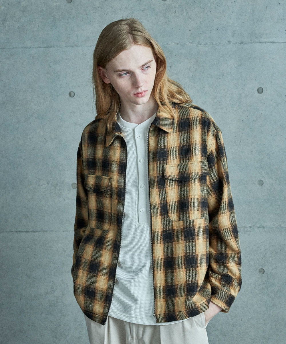 MEN'S BIGI オンブレーチェックシャツブルゾン イエロー系その他