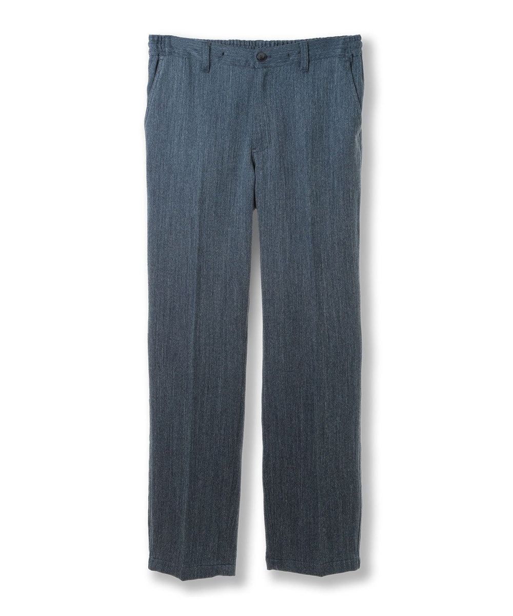 MEN'S BIGI デニム調ツイードストレッチパンツ ブルー