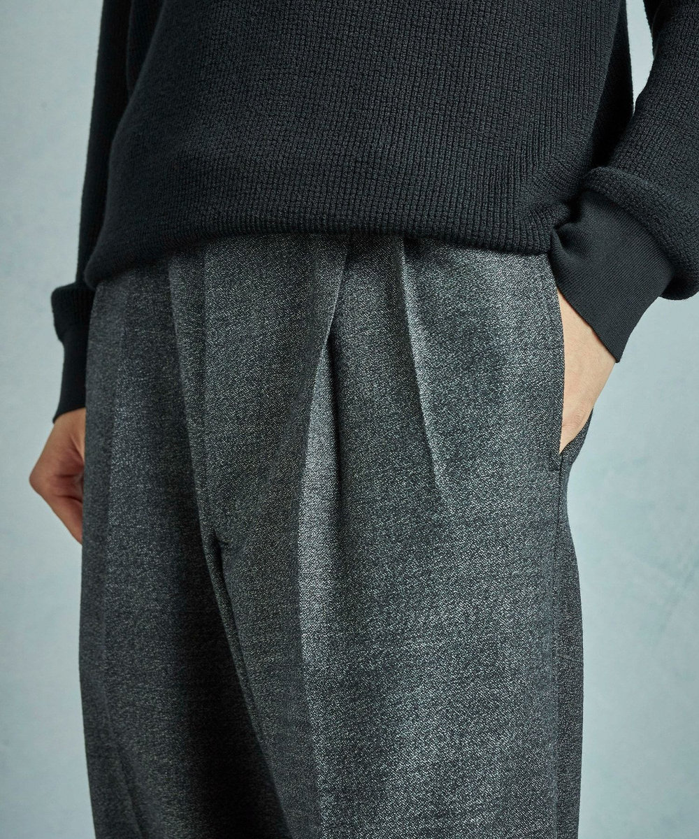 MEN'S BIGI メランジウール 2タックテーパードワイドパンツ グレー