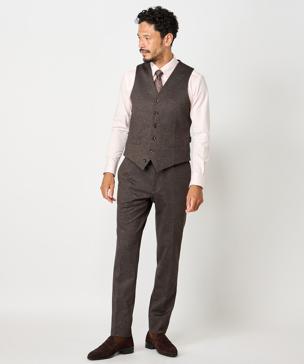 MEN'S BIGI 【ACTIVE TAILOR】エクストラTRジャージプリントベスト＜スリーピース対応＞ ブラウン