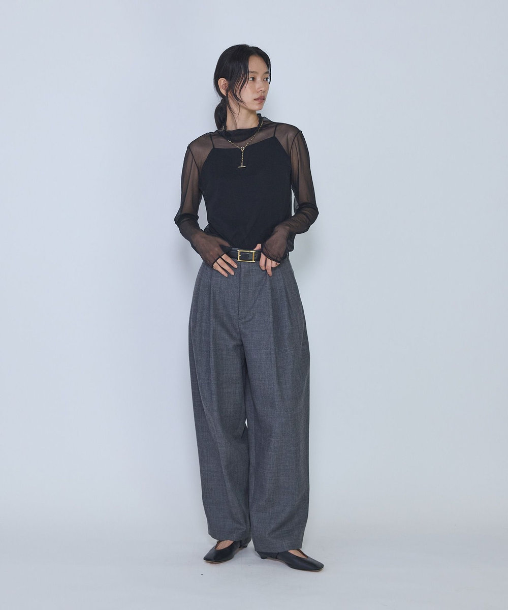 1er Arrondissement シアーハイネックカットソー ブラック