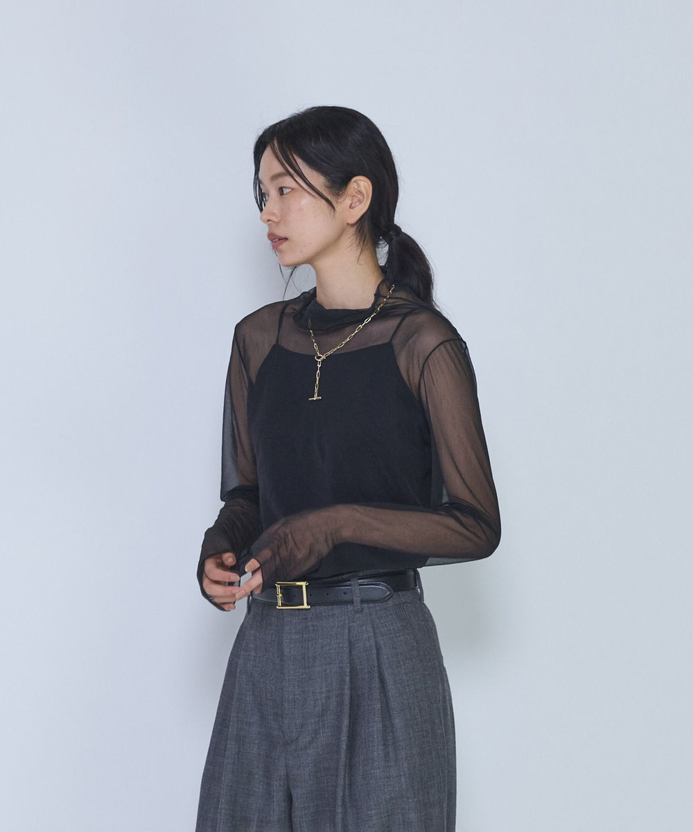 1er Arrondissement シアーハイネックカットソー ブラック