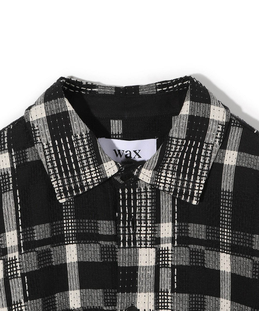 MEN'S BIGI 【Wax London/ワックスロンドン】Whiting バスケット織チェック柄シャツジャケット ブラック系その他