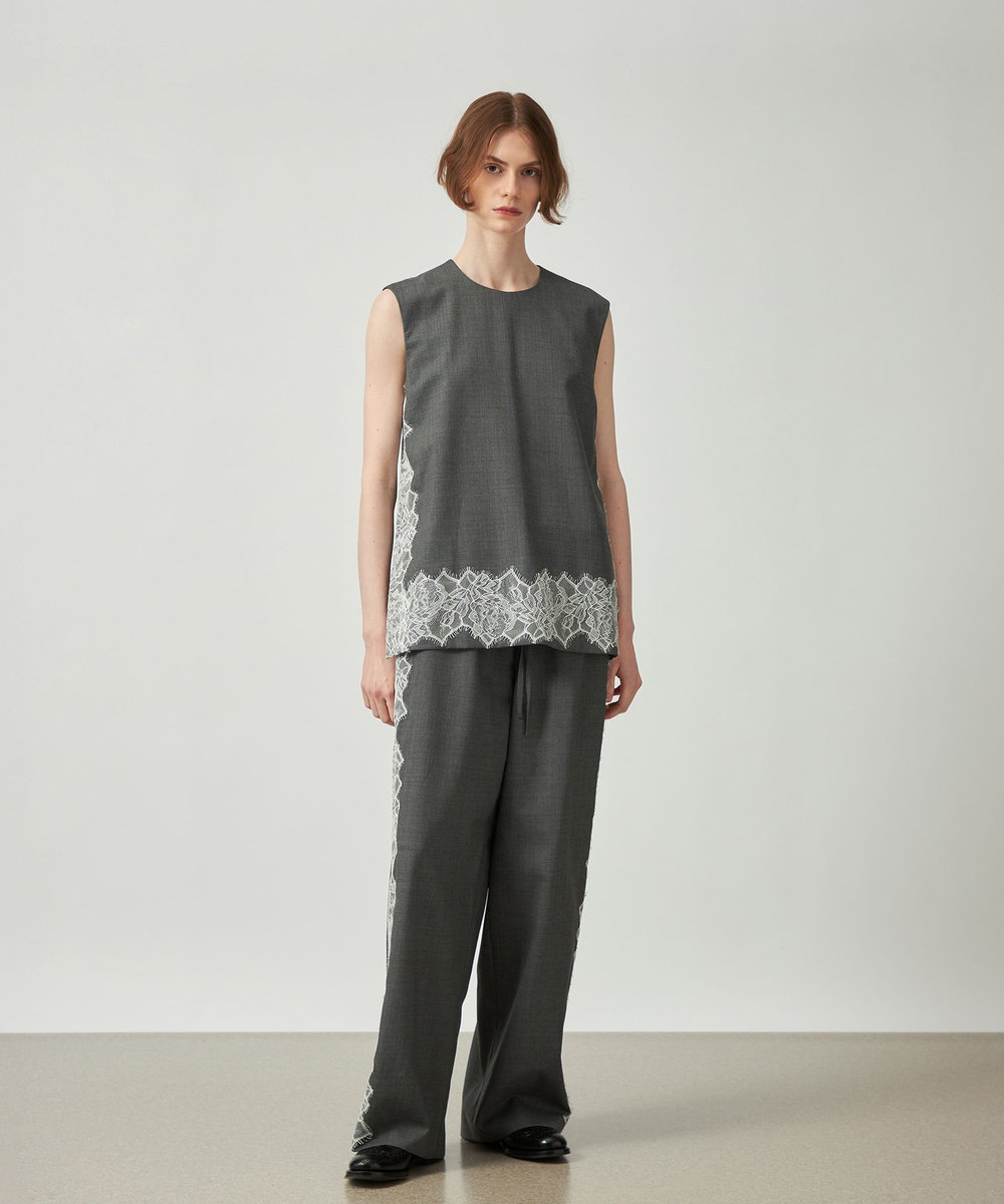 DÉPAREILLÉ VISCORSE WOOL LACE PANTS / ヴィスコースウールレースパンツ グレー