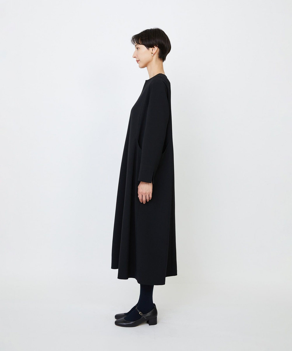 LOISIR エコダブルクロスキーネックワンピース ブラック