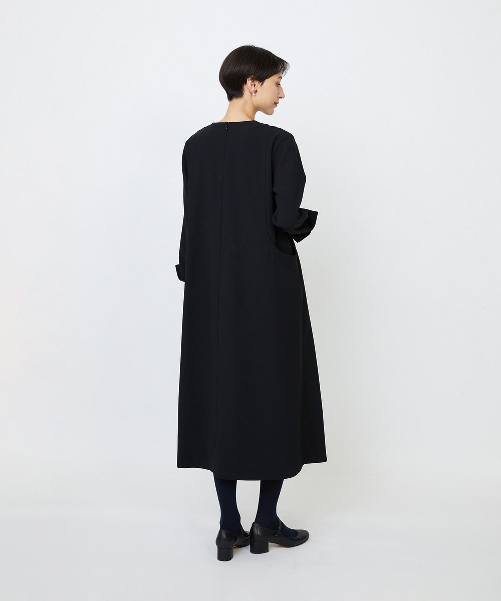 LOISIR エコダブルクロスキーネックワンピース ブラック